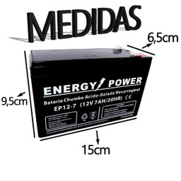 Bateria Recarregável 12V 7Ah Brinquedo Alarme Nobreak Cerca + Carregador Bivolt 800mAh Garra Jacaré - 2