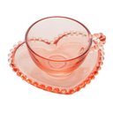 Ver imagem 1 de Conjunto com 4 Xicaras de Cristal 180ml com Pires Coração Pearl Rosa 28461