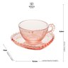 Conjunto com 4 Xicaras de Cristal 180ml com Pires Coração Pearl Rosa 28461 - 2