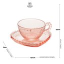Ver imagem 2 de Conjunto com 4 Xicaras de Cristal 180ml com Pires Coração Pearl Rosa 28461