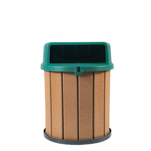 Lixeira Madeira Plástica 75 Litros - 50 Cm:marrom/verde