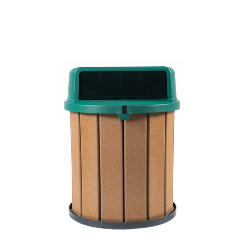 Lixeira Madeira Plástica 75 Litros - 50 Cm:marrom/verde