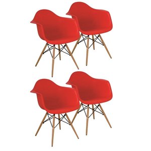 Kit 4 Cadeiras Charles Eames Eiffel com Braço Preta Branca Bege Outras