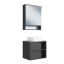 Ver imagem 1 de Conjunto para Banheiro Gabinete Suspenso 60cm com Cuba Espelheira com Led Cj8005.40 Mel/grafite