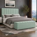 Ver imagem 4 de Kit Cabeceira Cama Box Casal King 195cm e Calçadeira Recamier Baú Dália W01 Linho Verde Menta - Lyam