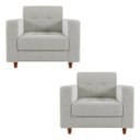 Ver imagem 2 de Kit 02 Poltronas Arezzo Linho Cinza Claro A05 Pés Chanfrado Castanho