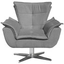 Ver imagem 3 de Poltrona Decorativa Base Giratória Cromada Charger Suede Grafite G19 - Gran Belo
