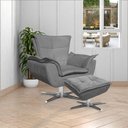 Ver imagem 7 de Poltrona Decorativa Base Giratória Cromada Charger Suede Grafite G19 - Gran Belo