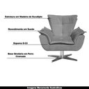 Ver imagem 5 de Poltrona Decorativa Base Giratória Cromada Charger Suede Grafite G19 - Gran Belo