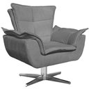 Ver imagem 1 de Poltrona Decorativa Base Giratória Cromada Charger Suede Grafite G19 - Gran Belo