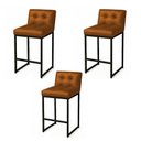 Ver imagem 2 de Banqueta Cozinha Alta com Encosto Industrial Kit 3 Preto Lirina Pu C05 - D’Rossi