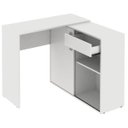 Ver imagem 7 de Mesa L ou Reta Escrivaninha Home Gaveta Prateleira Branca