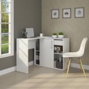 Ver imagem 1 de Mesa L ou Reta Escrivaninha Home Gaveta Prateleira Branca