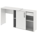 Ver imagem 4 de Mesa L ou Reta Escrivaninha Home Gaveta Prateleira Branca