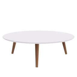 Mesa de Centro Baixa Redonda Mesinha Mdf Pé Palito Branca - 2