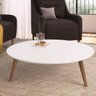 Mesa de Centro Baixa Redonda Mesinha Mdf Pé Palito Branca - 1