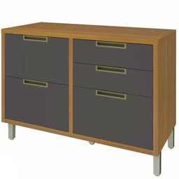Balcão Modular com 1 Porta e 4 Gavetas 1,20cm Imperatriz-nesher Móveis - Freijó / Grafite - 1