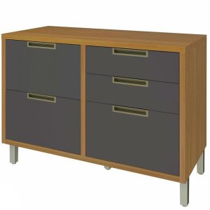 Balcão Modular com 1 Porta e 4 Gavetas 1,20cm Imperatriz-nesher Móveis - Freijó / Grafite