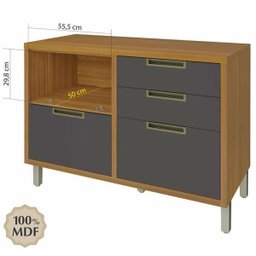 Balcão Modular com 1 Porta e 4 Gavetas 1,20cm Imperatriz-nesher Móveis - Freijó / Grafite - 7