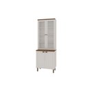Ver imagem 4 de Cristaleira 80cm 2 Portas Vidro Balcão Mdf Cozinha Modulada Cor:branco com Ébano