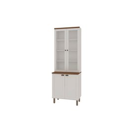 Cristaleira 80cm 2 Portas Vidro Balcão Mdf Cozinha Modulada Cor:branco com Ébano - 4 Cristaleira 80cm 2 Portas Vidro Balcão Mdf Cozinha Modulada Cor:branco com Ébano - 4