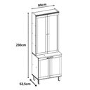 Ver imagem 2 de Cristaleira 80cm 2 Portas Vidro Balcão Mdf Cozinha Modulada Cor:branco com Ébano