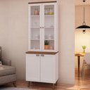 Ver imagem 5 de Cristaleira 80cm 2 Portas Vidro Balcão Mdf Cozinha Modulada Cor:branco com Ébano