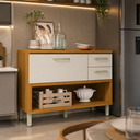 Ver imagem 1 de Armário Balcão de Cozinha Princesa 1 Porta 2 Gavetas c/Caixa Organizadora Freijó/Off White - Nesher