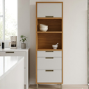 Ver imagem 1 de Paneleiro Modular Torre Quente com 1 Porta e 3 Gavetas Imperatriz-nesher Móveis - Freijo / Off White