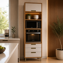 Ver imagem 1 de Paneleiro Torre Quente para Cozinha 1 Porta 3 Gavetas Imperatriz Off White - Nesher