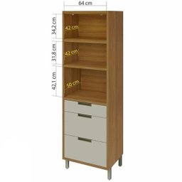 Paneleiro Modular Torre Quente com 1 Porta e 3 Gavetas Imperatriz-nesher Móveis - Freijo / Off White - 2