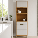 Ver imagem 5 de Paneleiro Torre Quente para Cozinha 1 Porta 3 Gavetas Imperatriz Off White - Nesher