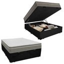 Ver imagem 1 de Cama Box Baú Casal Suede + Colchão Sereneprime Molas Ensacadas 138x188x69 Preto