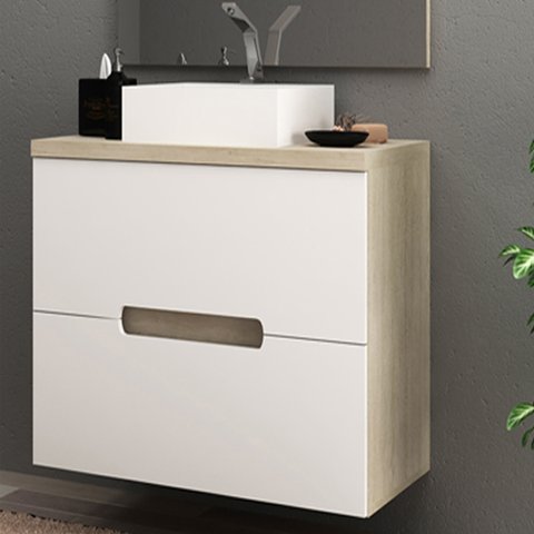 Gabinete para Banheiro 80cm com Cuba Cewal Patina/branco