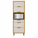 Ver imagem 2 de Paneleiro Torre Quente Imperatriz 2 Portas 3 Gavetas para Forno Marrom/Off White - Nesher