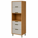 Ver imagem 3 de Paneleiro Torre Quente Imperatriz 2 Portas 3 Gavetas para Forno Marrom/Off White - Nesher