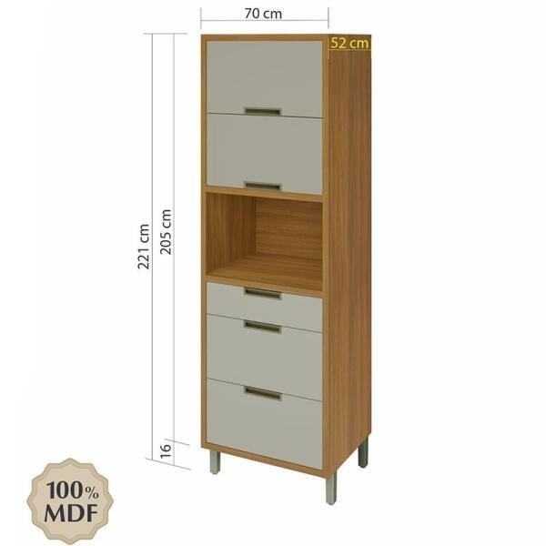 Paneleiro 2 Portas 3 Gavetas Imperatriz 70cm Mdf - Nesher - 2