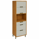 Ver imagem 5 de Paneleiro Torre Quente Imperatriz 2 Portas 3 Gavetas para Forno Marrom/Off White - Nesher