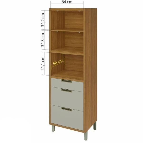 Paneleiro 2 Portas 3 Gavetas Imperatriz 70cm Mdf - Nesher - 3