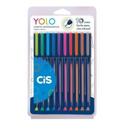 Estojo Caneta Esferográfica Yolo 0.7mm C/ 10 Cores Cis - 2