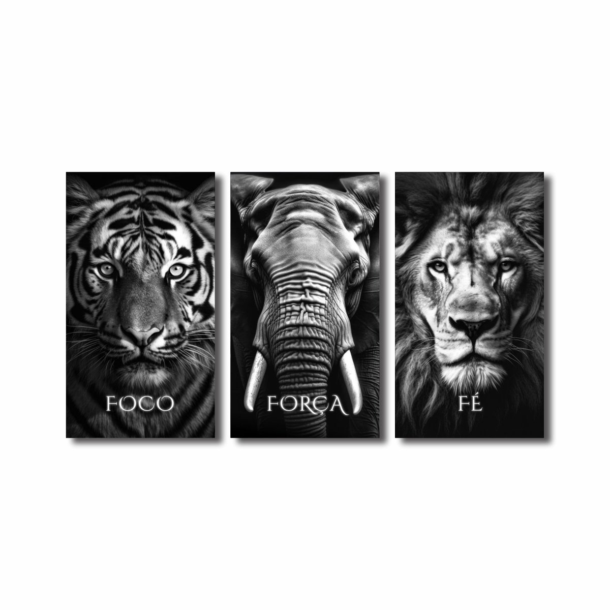 Quadro Decorativo Foco Força Fé Tigre Elefante Leão Animais:animais - 5