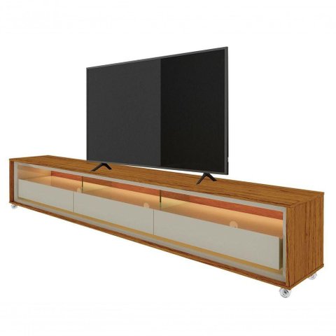 Rack para Tv com Led Requinte com Off White - Gelius Móveis
