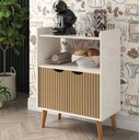 Ver imagem 2 de Aparador Buffet Cantinho do Café Decorativo com Pés: Off-white Ripado