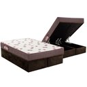 Ver imagem 1 de Cama Box Baú Queen: Colchão Espuma Ortobom D28 Light Saúde + Base CRC Suede Brown(158x198)