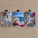 Ver imagem 1 de Kit3 Quadro Decorativo Santorini Grécia Paisagem Europa Azul 28x20cm