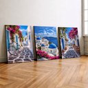 Ver imagem 2 de Kit3 Quadro Decorativo Santorini Grécia Paisagem Europa Azul 28x20cm