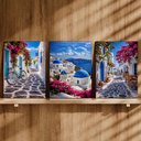 Ver imagem 3 de Kit3 Quadro Decorativo Santorini Grécia Paisagem Europa Azul 28x20cm