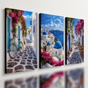 Ver imagem 4 de Kit3 Quadro Decorativo Santorini Grécia Paisagem Europa Azul 28x20cm