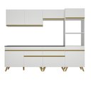Ver imagem 4 de Armário de Cozinha Completa 252cm Veneza Multimóveis V3713 Branco/dourado
