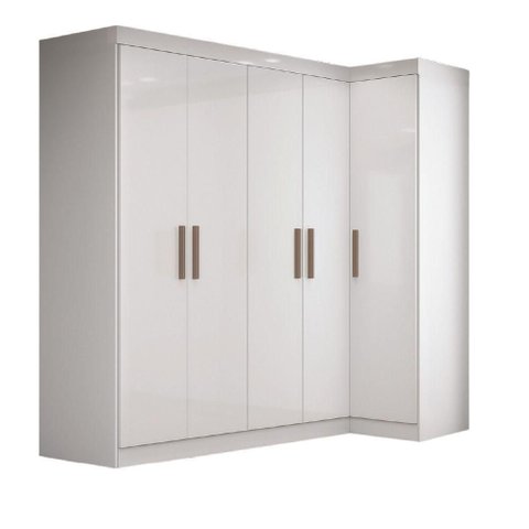 Guarda Roupas Modulado de Canto Madrid com 5 Portas e 2 Gavetas Maxel Branco